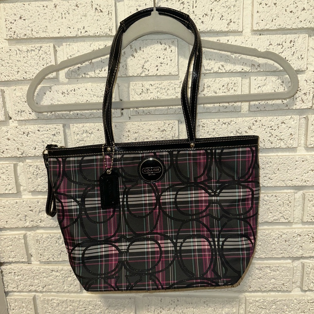 Coach Black and Pink Patterned Tote
